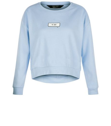Teens Blue K Bye Slogan Sweater | New Look