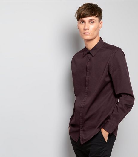 Burgundy Cotton Long Sleeve Shirt | New Look