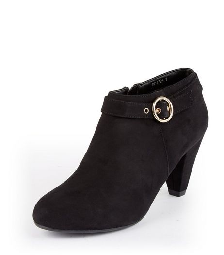 Teens Black Suedette Buckle Side Ankle Boots | New Look