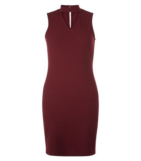 Teens Burgundy Choker Neck Bodycon Dress | New Look