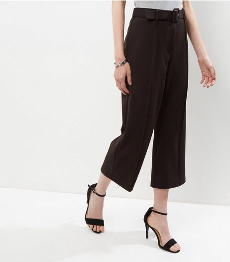 Black Cropped Belted Culottes | New Look