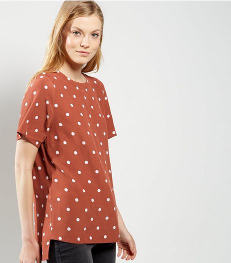 Brown Spot Print Boxy T-Shirt | New Look