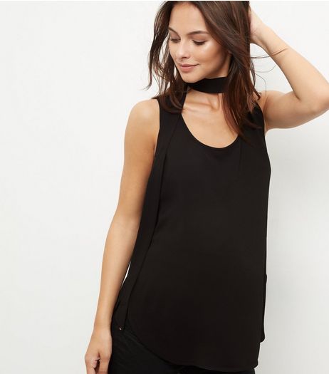 Maternity Black Scarf Neck Sleeveless Top | New Look