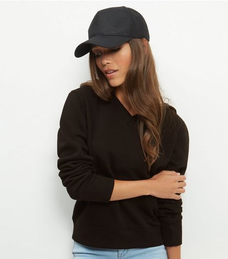 Black V Neck Hooded Sweater | New Look