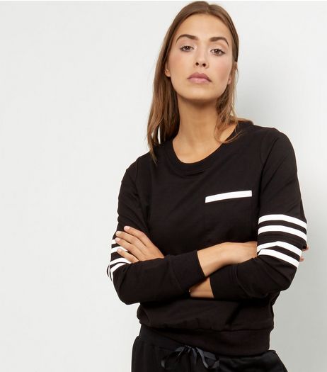 Cameo Rose Black Stripe Sleeve Jumper | New Look