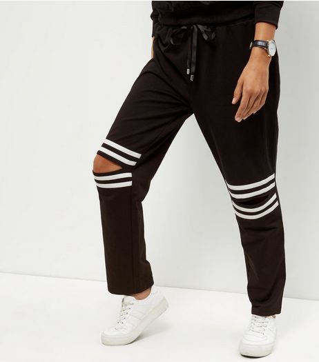 Cameo Rose Black Ripped Knee Joggers | New Look