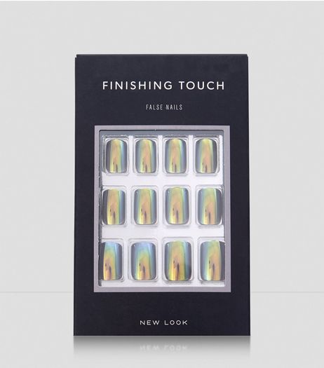 Holograhic Metallic False Nails | New Look