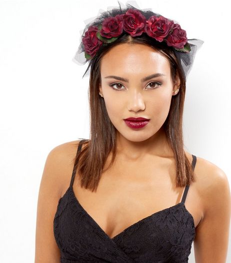Black Lace Floral Halloween Headband | New Look