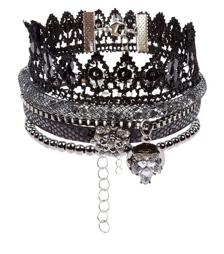 Black Gem Friendship Bracelet Pack | New Look