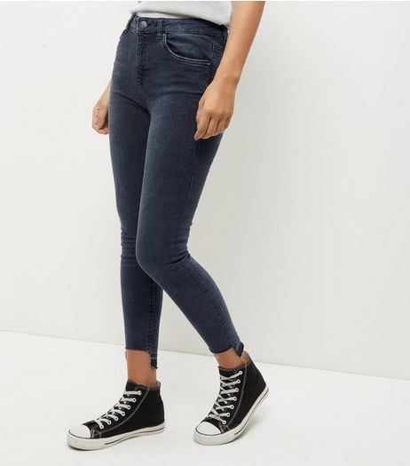 Black Cut Hem Skinny Jeans | New Look