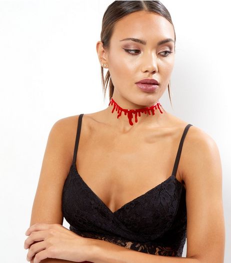 Dark Red Halloween Choker | New Look