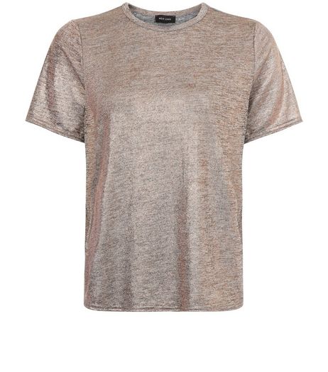 Gold Foil Step Hem T-Shirt | New Look
