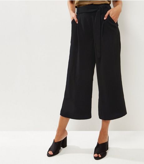 Black Tie Waist Culottes | New Look