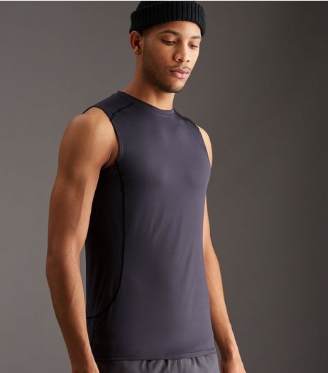 Dark Grey Stretch Sports Vest | New Look