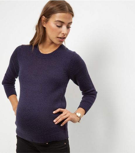 Maternity Navy Boxy Jumper | New Look