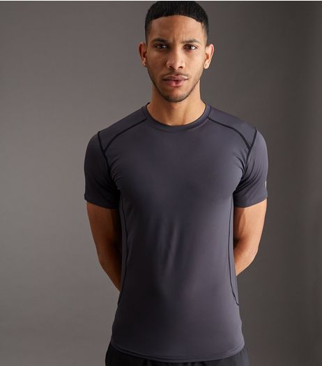Dark Grey Stretch Short Sleeve Sports T-shirt | New Look