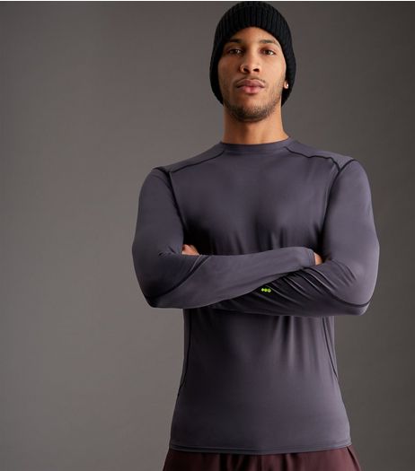 Dark Grey Long Sleeve Sports T-Shirt | New Look