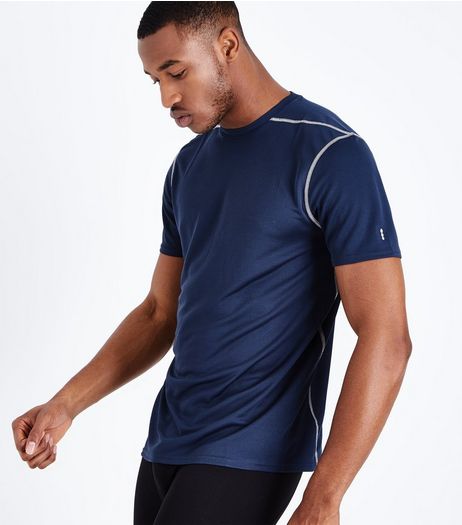 Navy Mesh Sports T-Shirt | New Look