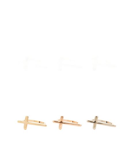 3 Pack Gold Cross Rings | New Look