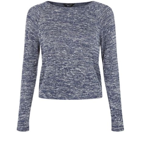 Teens Navy Space Dye Long Sleeve Top | New Look