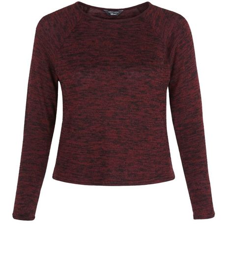 Teens Burgundy Space Dye Long Sleeve Top | New Look