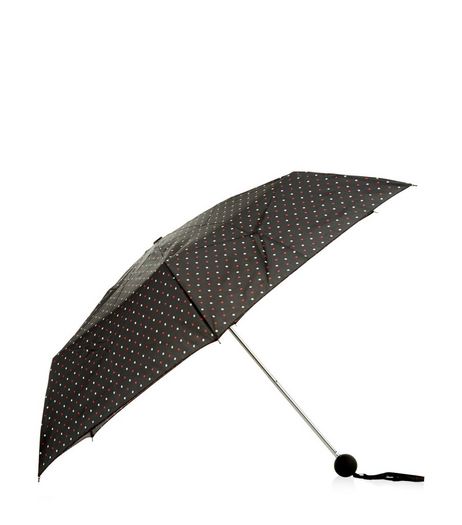 Black Spot Print Ball Handle Umbrella | New Look