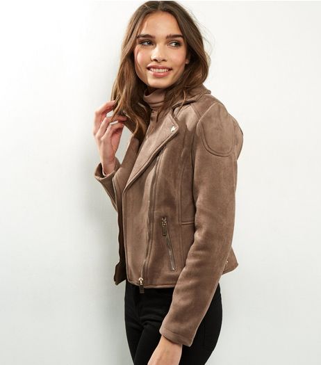 Mink Suedette Biker Jacket | New Look