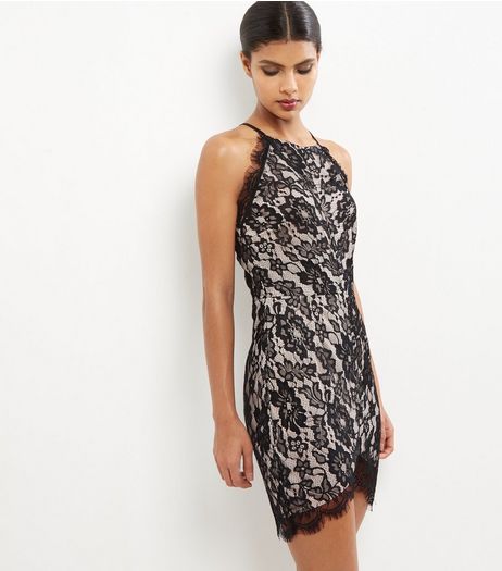 Black Lace Overlay Dress | New Look