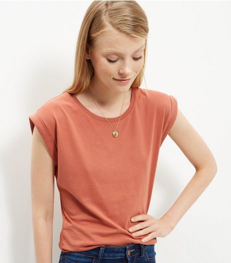 Rust Roll Sleeve T-Shirt | New Look