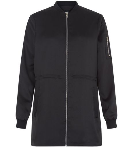 Teens Black Longline Mac Bomber Jacket | New Look