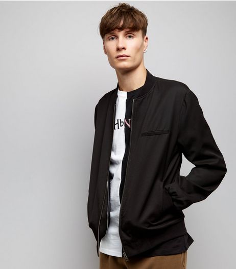 Black Single Pocket Tailored Bomber Jacket | New Look