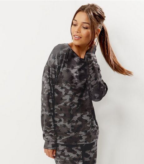 Khaki Camo Print Lightweight Sweater | New Look