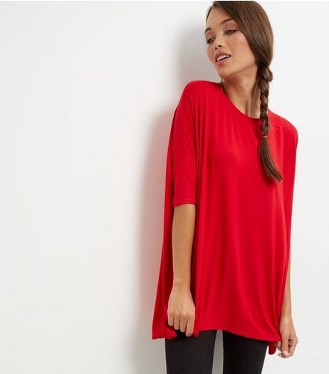 Dark Red Oversized T-Shirt | New Look