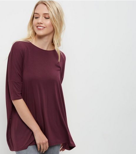 Burgundy Oversized T-Shirt | New Look
