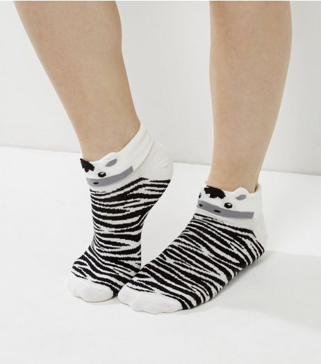 White Zebra Print Socks | New Look