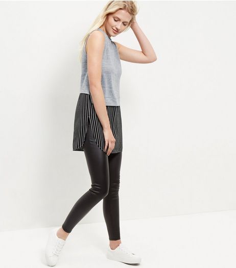Cameo Rose Black 2 in 1 Pinstripe Top | New Look