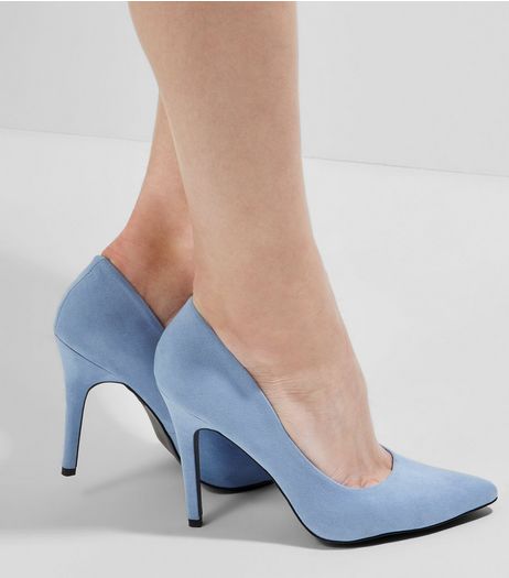 Light Blue Suedette Pointed Court Shoes | New Look