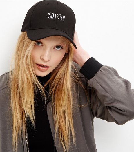 Black Sorry Cap | New Look