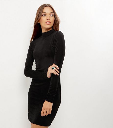 Black Funnel Neck Bodycon Dress | New Look