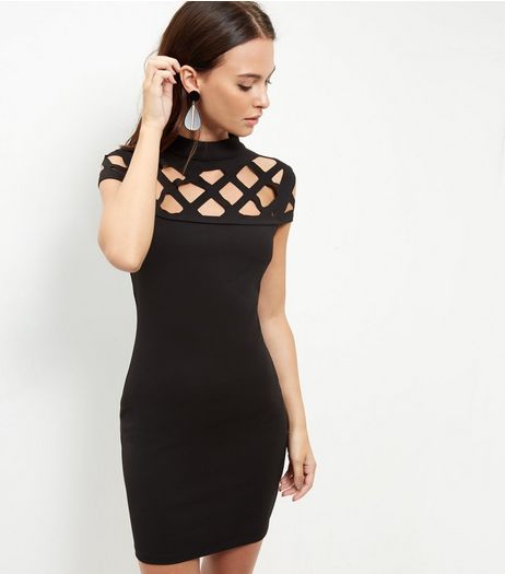 Parisian Black Lattice Bodycon Dress | New Look