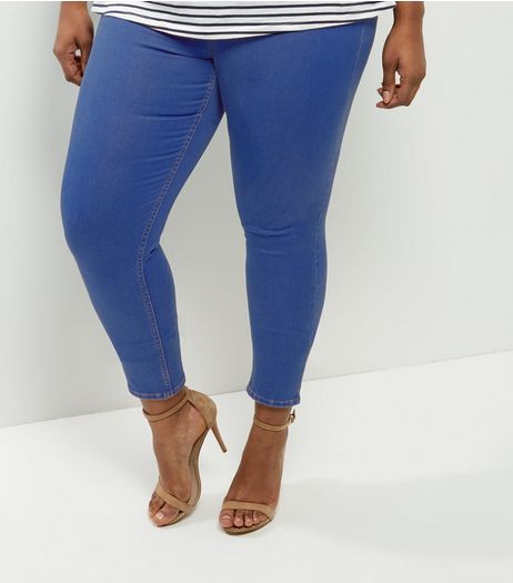 Curves Bright Blue Jeggings | New Look