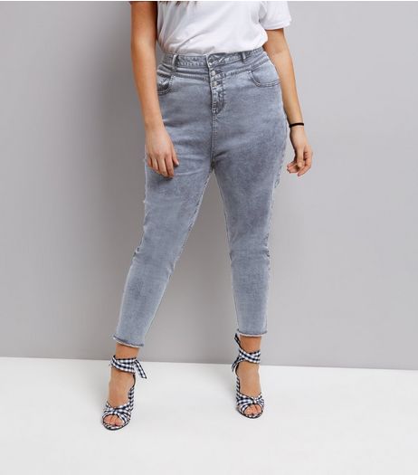 Curves Blue Acid Wash High Waist Skinny Jeans | New Look