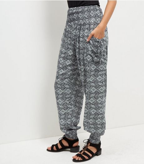 Apricot Black Geo Tile Print Harem Trousers | New Look