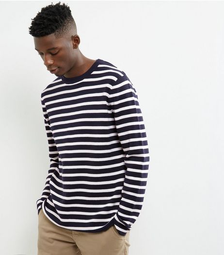 Navy Stripe Crew Neck Jumper | New Look