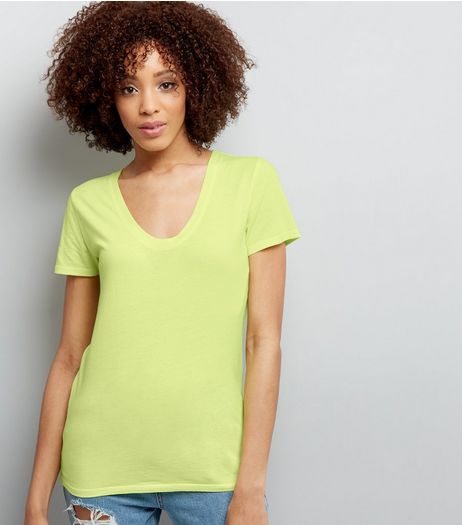 Yellow Scoop Neck Short Sleeve T-Shirt | New Look