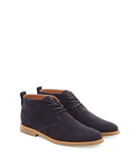Navy Suedette Desert Boots | New Look