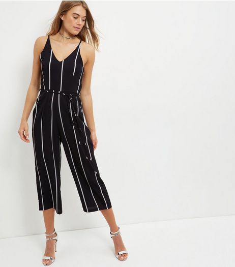 AX Paris Black Stripe V Neck Jumpsuit | New Look