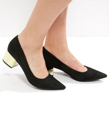 pointed block heel ballets