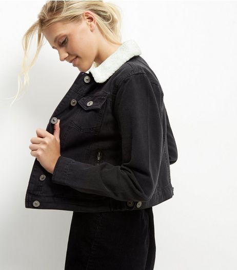 Parisian Black Borg Lined Denim Jacket | New Look