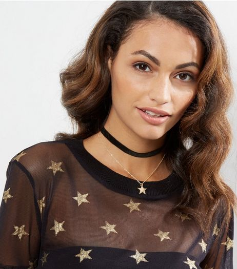 Black Layered Star Choker | New Look